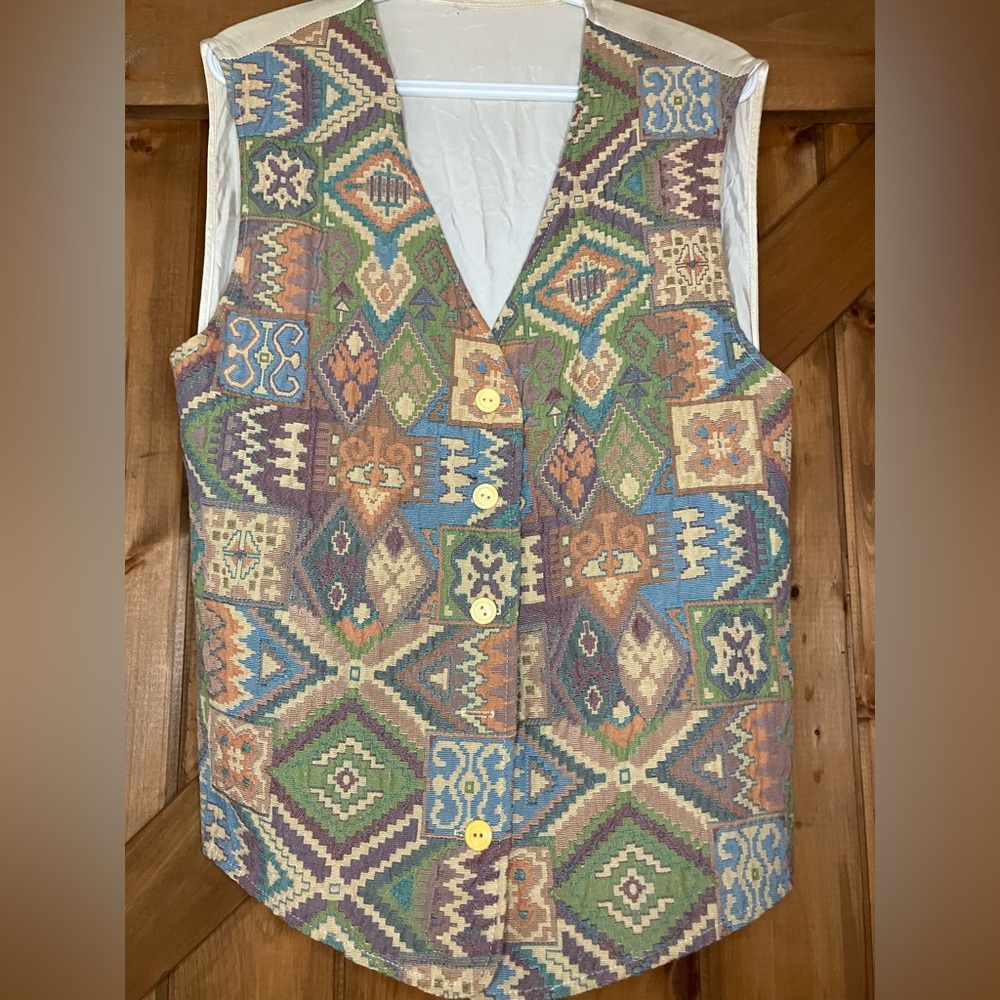 Vintage Southwestren tapestry vest waistcoat AS IS